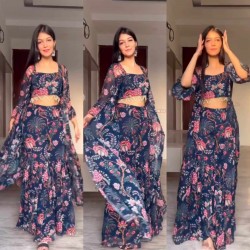 Floral blouse sharara koti dress